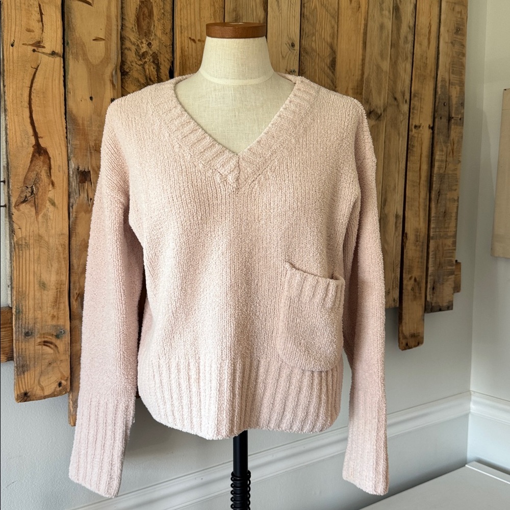 ATM Anthony Thomas Melillo Chenille V Neck Sweater Peach Blush Women’s Sz M